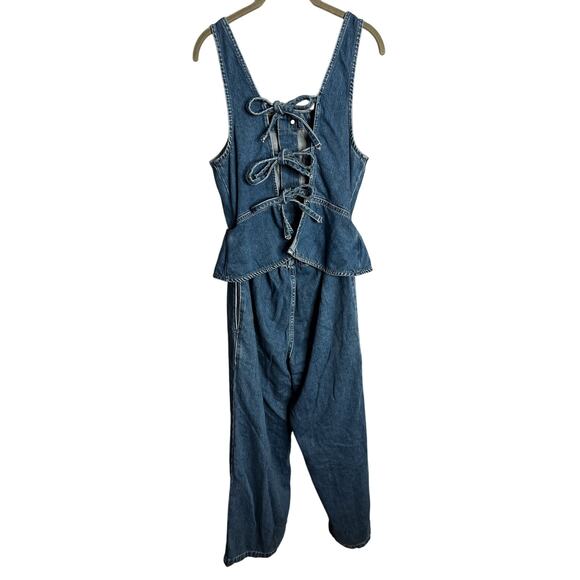 NEW Free People We The Free Hazel Denim Jumpsuit Size Small Vacation Mode‎ Blue - Picture 8 of 10